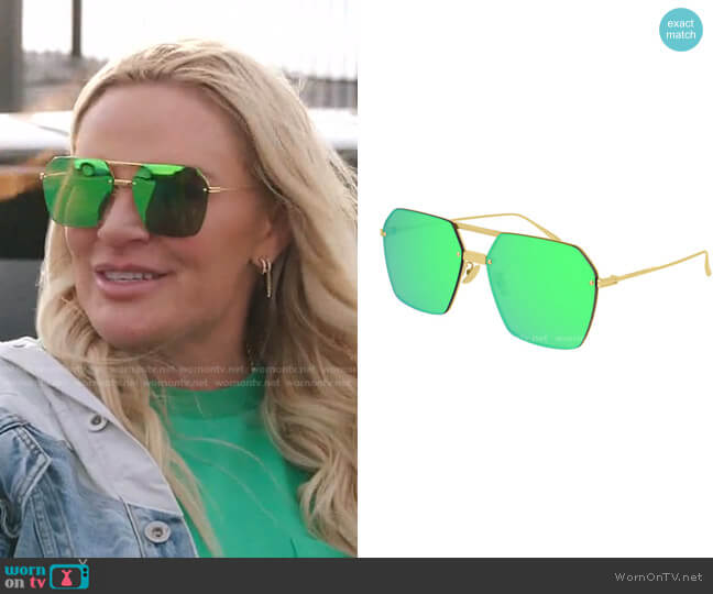 Oversized Geometric Sunglasses by Bottega Veneta worn by Heather Gay on The Real Housewives of Salt Lake City