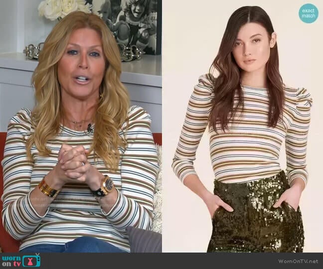 Britney Puff-Sleeve Striped Top by Veronica Beard worn by Jill Martin on Today