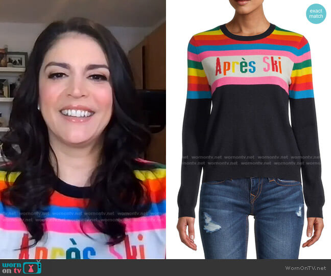 Apres Ski Striped Wool & Cashmere Blend Sweater by Chinti and Parker worn by Cecily Strong on Today