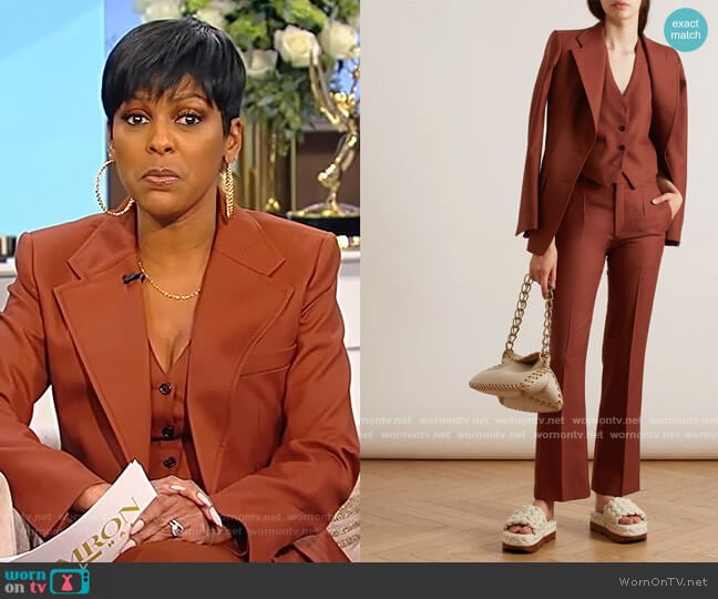 Wool-canvas blazer vest and pants by Chloe worn by Tamron Hall on Tamron Hall Show