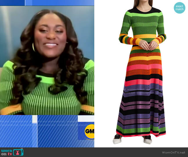 Striped Colorblock Maxi-Dress by Christopher John Rogers worn by Danielle Brooks on GMA