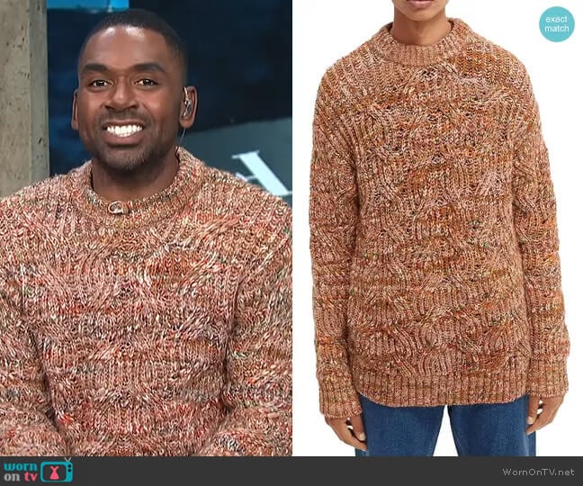 Chunky Cable Knit Sweater by Scotch & Soda worn by Justin Sylvester on E! News