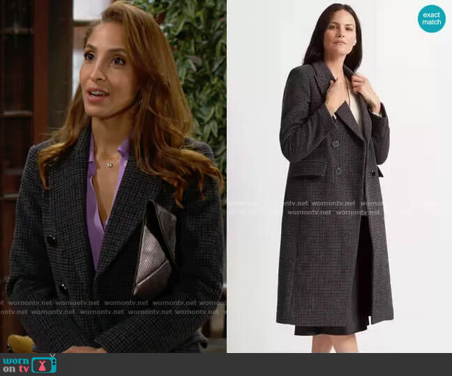 Club Monaco Jemma Plaid Coat worn by Lily Winters (Christel Khalil) on The Young and the Restless