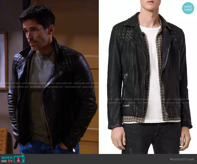  Conroy Leather Biker Jacket by All Saints worn by Brandon Beemer on Days of our Lives