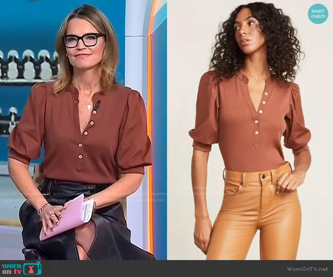 Coralee Puff-Sleeve Top by Veronica Beard worn by Savannah Guthrie  on Today