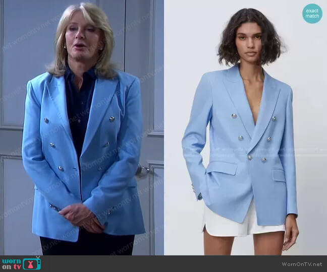 Double Breasted Buttoned Blazer by Zara worn by Marlena Evans (Deidre Hall) on Days of our Lives