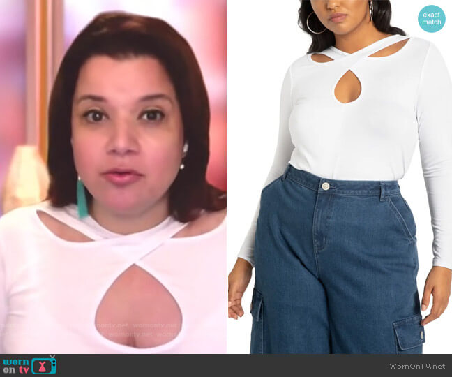 Crossover Cutout Neckline Long Sleeve Top by Eloquii worn by Ana Navarro on The View