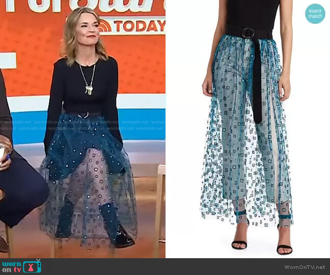 Fetes Frame Long Tulle Skirt by Rachel Comey worn by Savannah Guthrie on Today