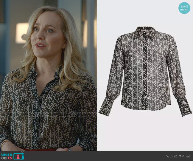 Floral-Print Striped Shirt by Chloe worn by Marissa Morgan (Geneva Carr) on Bull