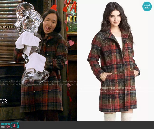 Free People Plaid Wool Peacoat worn by Ellen (Tien Tran) on How I Met Your Father