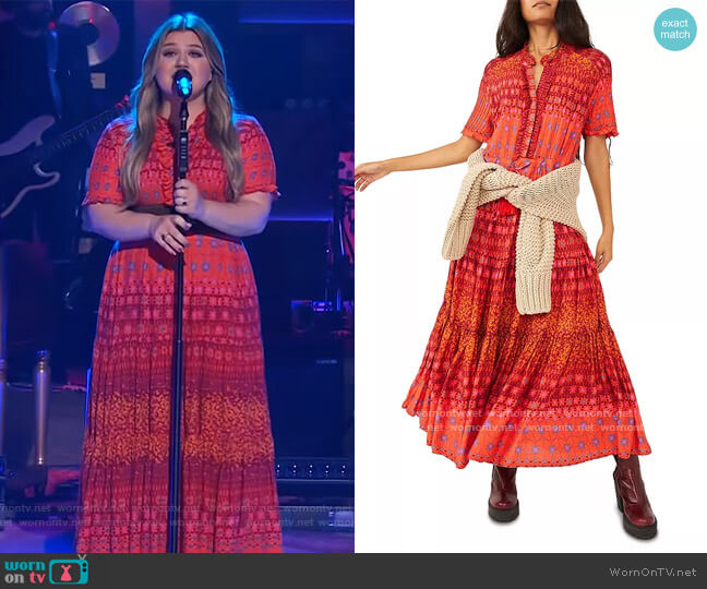 Rare Feeling Maxi Dress by Free People worn by Kelly Clarkson on The Kelly Clarkson Show