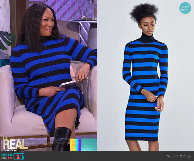 Striped Turtleneck Dress by Gabrielle Union Collection worn by Garcelle Beauvais  on The Real