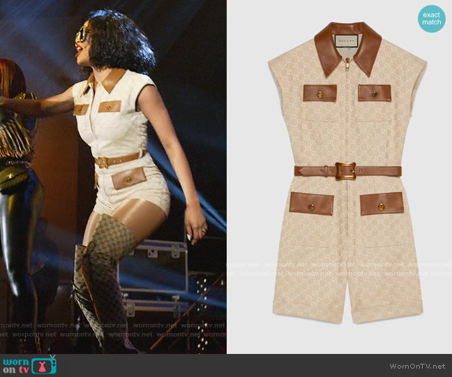 100 GG Caonvas Jumpsuit by Gucci worn by Lauren Rice (Pepi Sonuga) on Queens