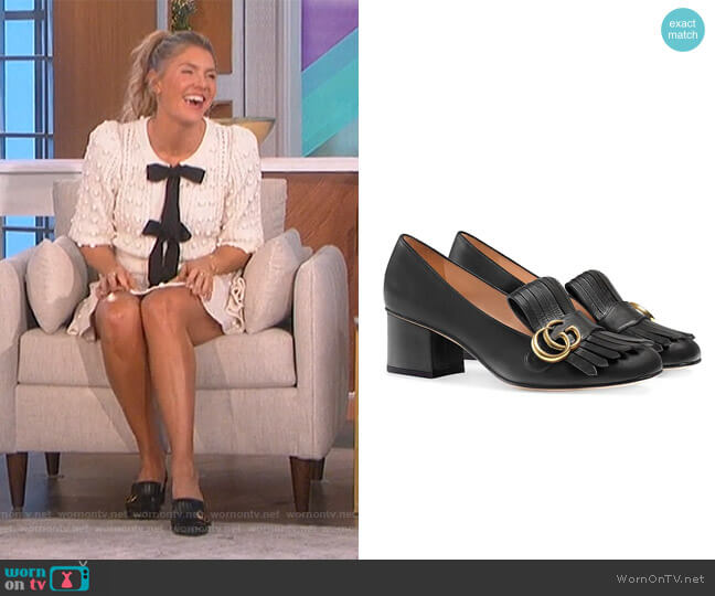 Monogram Fringe Detail Pumps by Gucci worn by Amanda Kloots  on The Talk