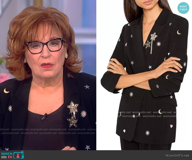 Hearts and Stars Embroidered Embellished Blazer by Cinq a Sept worn by Joy Behar on The View