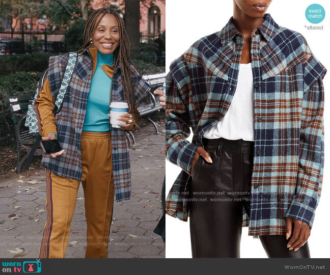 Gabyn Flannel Jacket by IRO worn by Dr. Nya Wallace (Karen Pittman) on And Just Like That