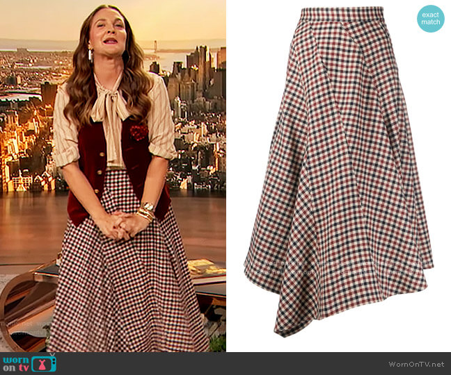 Seamed Spiral Skirt by JW Anderson worn by Drew Barrymore on The Drew Barrymore Show