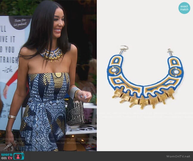 Mtwana Neck Piece by Jiamini Kenya worn by Noella Bergener on The Real Housewives of Orange County