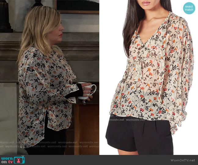 Maiza Floral Blouse by Joie worn by Maxie Jones (Kirsten Storms) on General Hospital