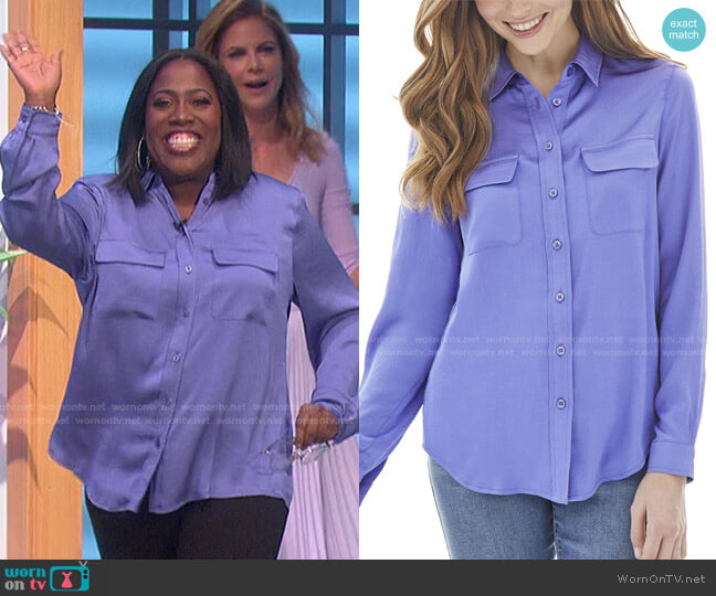 Slim Utility Blouse by Jones New York worn by Sheryl Underwood on The Talk