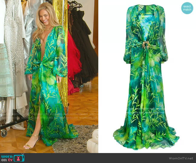 Jungle floor-length dress by Versace worn by Chrishell Stause  on Selling Sunset