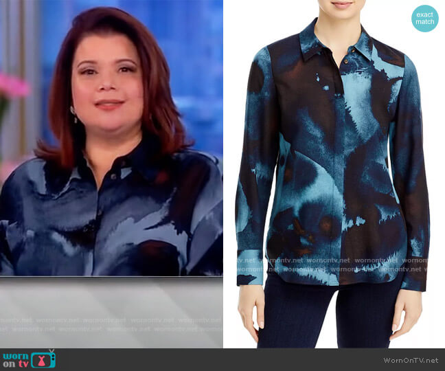 Scottie Ink Drop Blouse by Lafayette 148 worn by Ana Navarro on The View