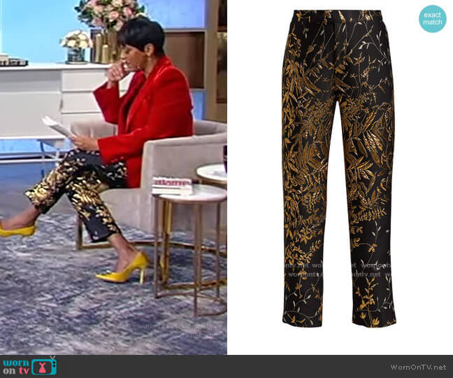 Beijing Garden Slim Jacquard Trousers by Libertine worn by Tamron Hall on Tamron Hall Show