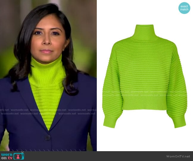 Liliana Knit Sweater by Tanya Taylor worn by Zohreen Shah on GMA