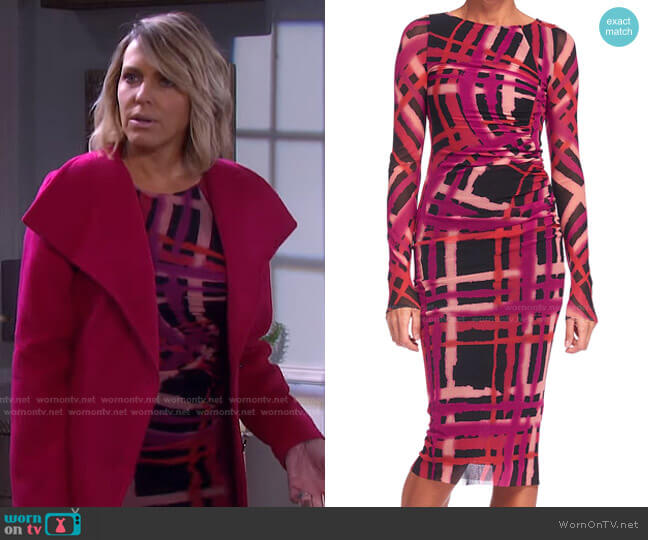 Long-Sleeve Ruched Tulle Mesh Dress by Fuzzi worn by Nicole Walker (Arianne Zucker) on Days of our Lives