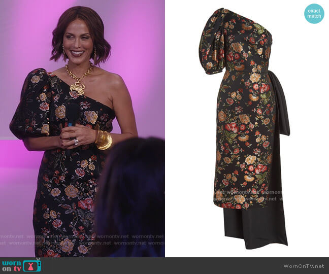 Drusa Floral Brocade Bow Dress by Markarian worn by Lisa Todd Wexley (Nicole Ari Parker) on And Just Like That