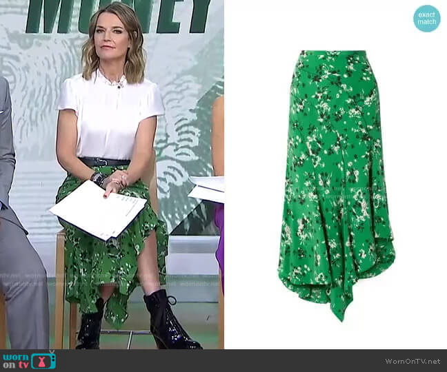 Mac Asymmetric Floral Skirt by Veronica Beard worn by Savannah Guthrie on Today