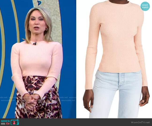 Marled Rib Crew Sweater by Vince worn by Amy Robach  on Good Morning America