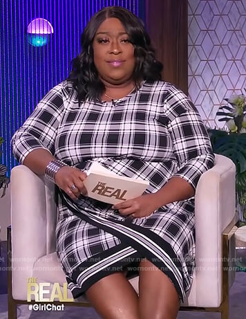 Loni’s black check wrap dress on The Real