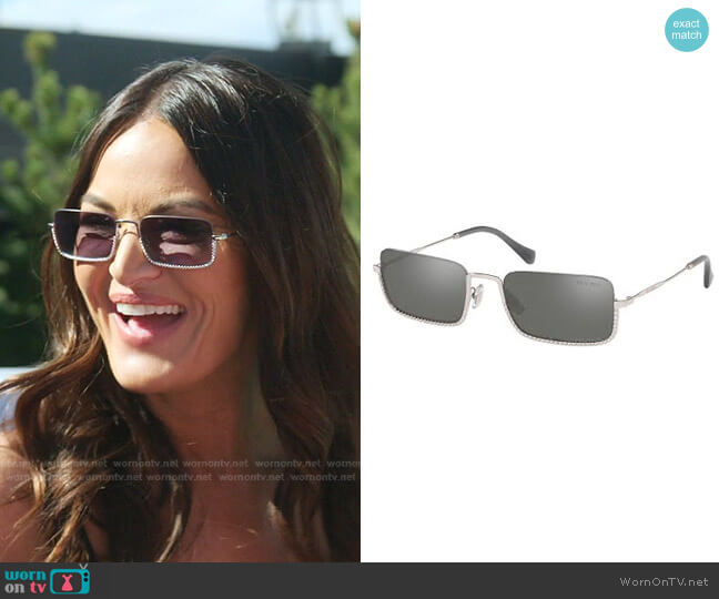 SMU 70U Sunglasses in Silver/Grey by Miu Miu worn by Lisa Barlow on The Real Housewives of Salt Lake City