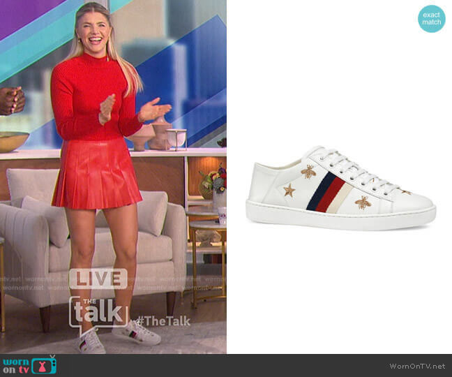 New Ace Sneakers With Bees And Stars by Gucci worn by Amanda Kloots on The Talk