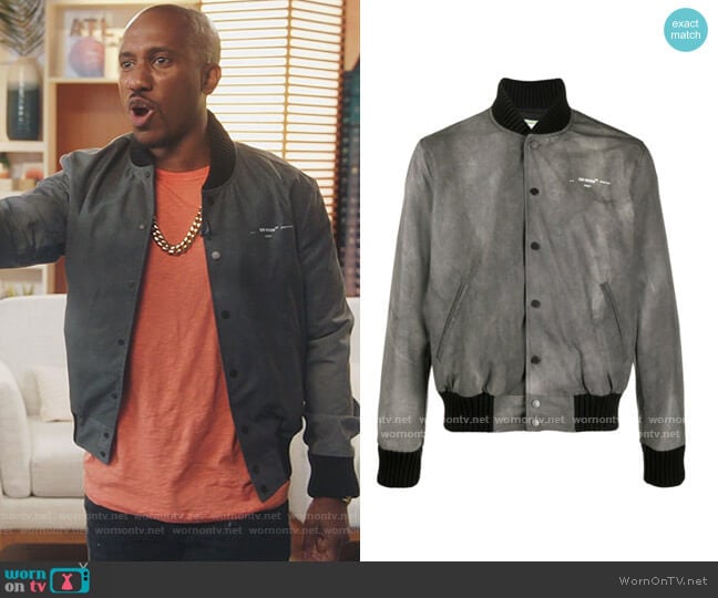 Airport Tape denim jacket by Off White worn by Gary Williams (Chris Redd) on Kenan