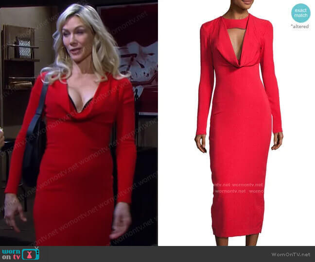 Pencil Dress with Cowl by Cushnie Et Ochs worn by Kristen DiMera (Stacy Haiduk) on Days of our Lives