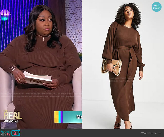 WornOnTV: Loni’s brown ribbed tie waist dress on The Real | Loni Love ...