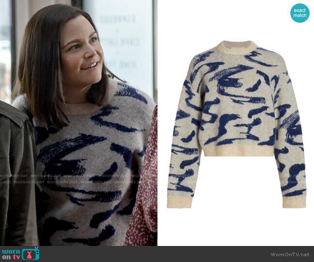 WornOnTV Jodie’s brushstroke print sweater on Pivoting Ginnifer