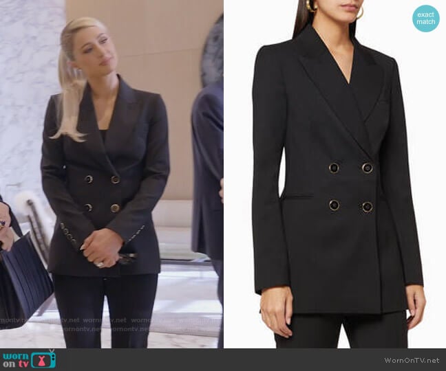 Rossini double breasted blazer by Rebecca Vallance worn by Paris Hilton on Paris in Love