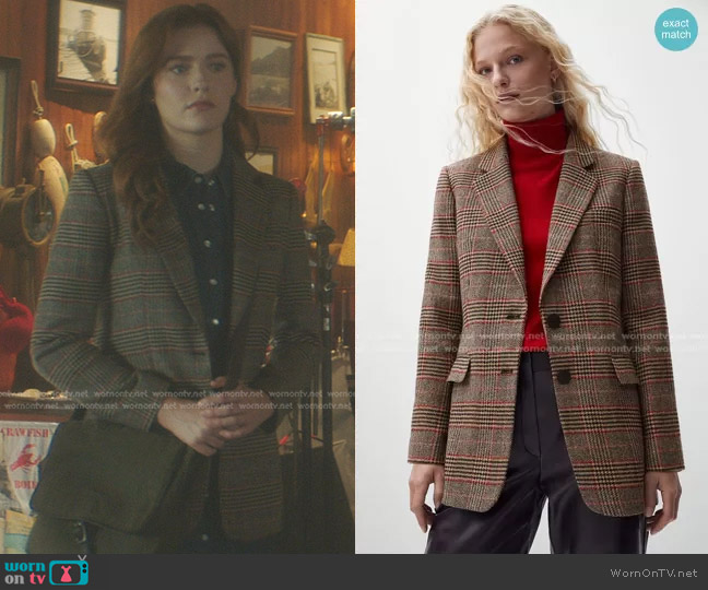 Red Check Wool Blazer by Massimo Dutti worn by Nancy Drew (Kennedy McMann) on Nancy Drew