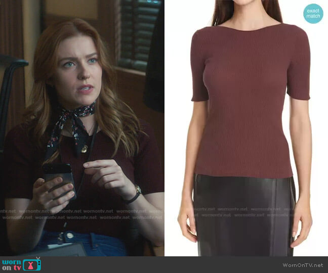 Rib Jewel Neck Short Sleeve Sweater by Vince worn by Nancy Drew (Kennedy McMann) on Nancy Drew