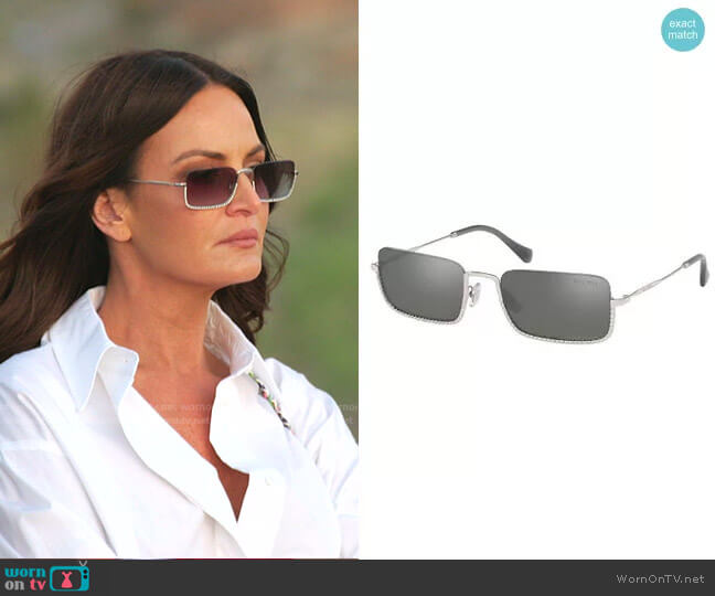 SMU 70U Sunglasses in Silver/Grey by Miu Miu worn by Lisa Barlow on The Real Housewives of Salt Lake City