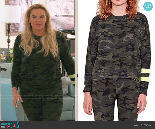 Camo Striped Sweatshirt by Sundry worn by Heather Gay  on The Real Housewives of Salt Lake City