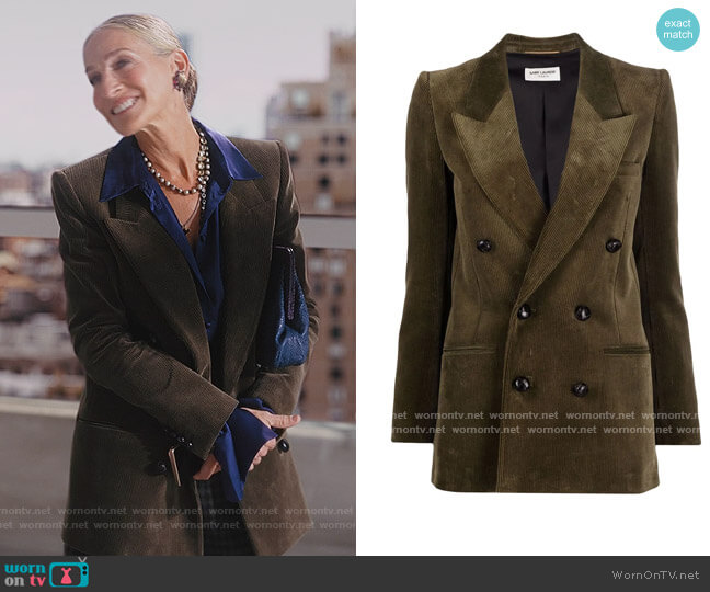 Corduroy Double-Breasted Blazer worn by Carrie Bradshaw (Sarah Jessica Parker) on And Just Like That