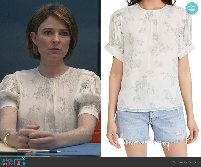 Short Sleeve Toile Blouse by Rebecca Taylor worn by Taylor Rentzel (MacKenzie Meehan) on Bull
