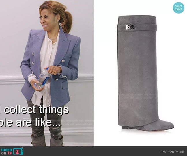 Suede Shark-Lock Fold-Over Boot by Givenchy worn by Mary Cosby on The Real Housewives of Salt Lake City