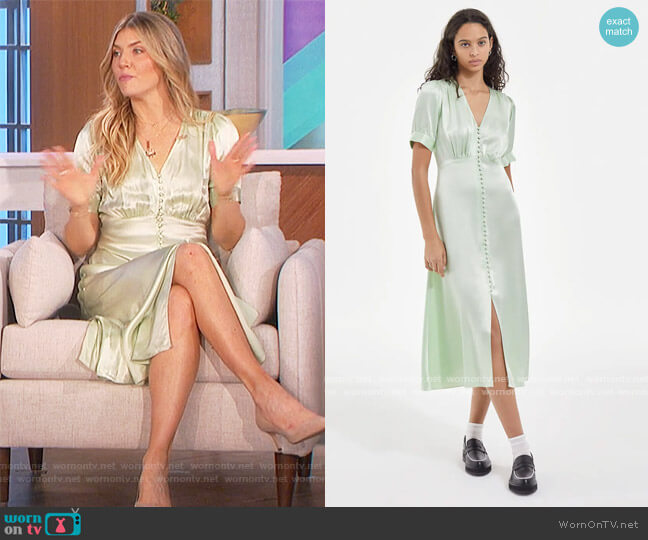 Long Mint Green Dress with Buttons by The Kooples worn by Amanda Kloots on The Talk