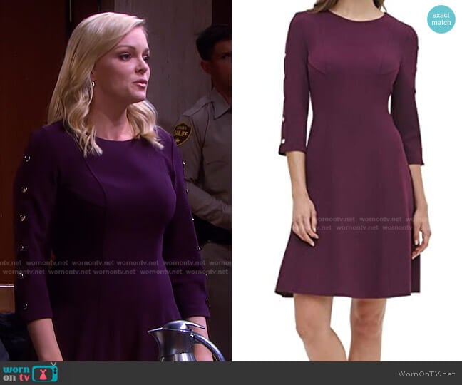 Fit and Flare Button Sleeve Dress by Tommy Hilfiger worn by Belle Brady (Martha Madison) on Days of our Lives