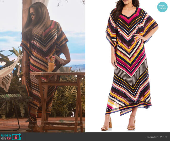 Colorful Mitered Maxi Caftan Dress by Trina Turk worn by Brianna (Eve) on Queens